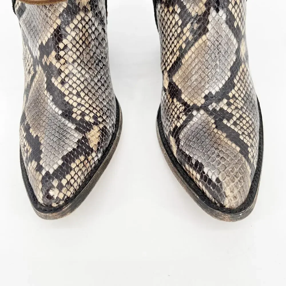 Old Gringo Yippee Ki Yay Brown Black Evant Snakeskin Western Cowgirl Bootie sz 7 - Picture 6 of 10